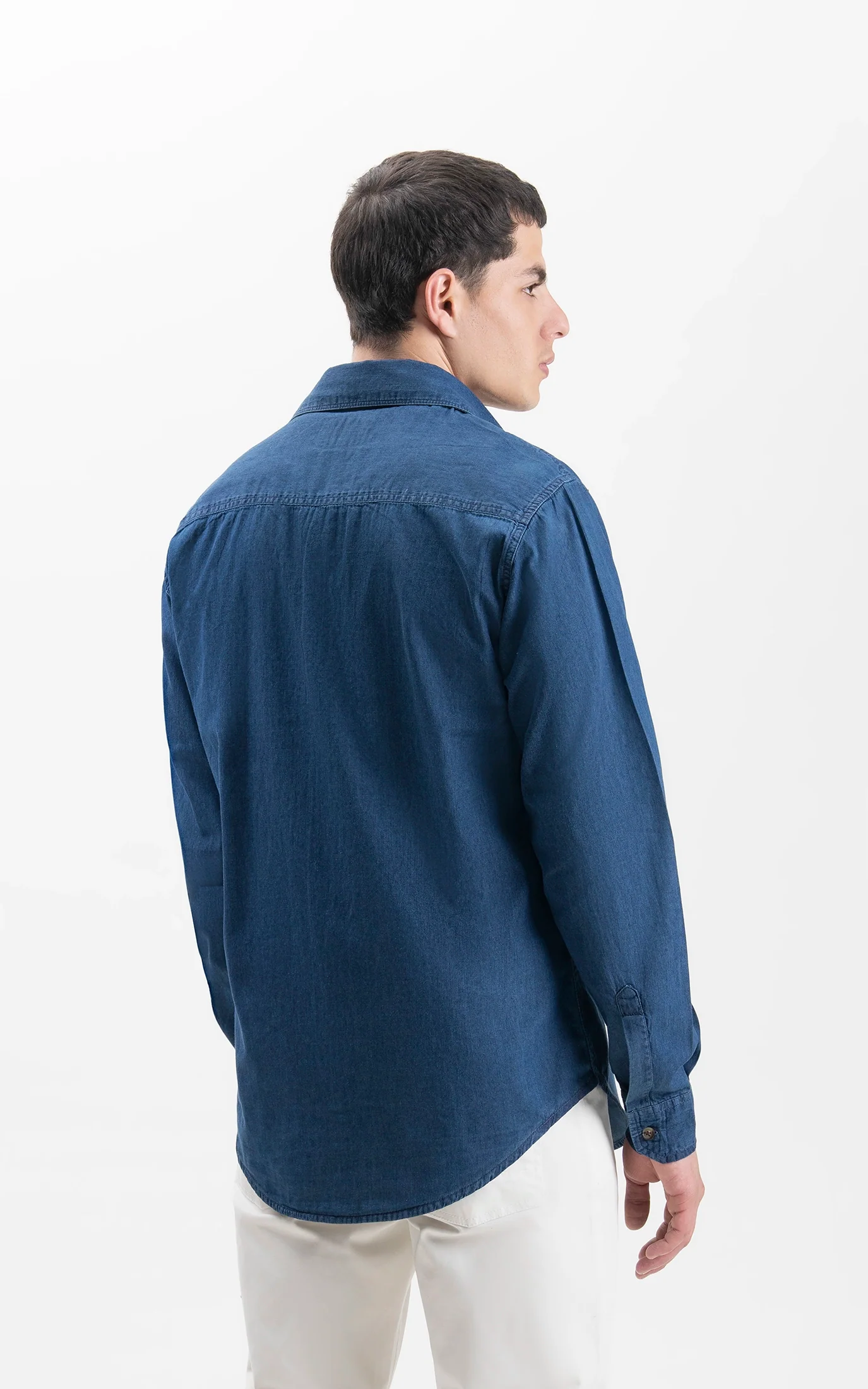 SMART FIT DENIM CASUAL SHIRT DARK BLUE - Image 5