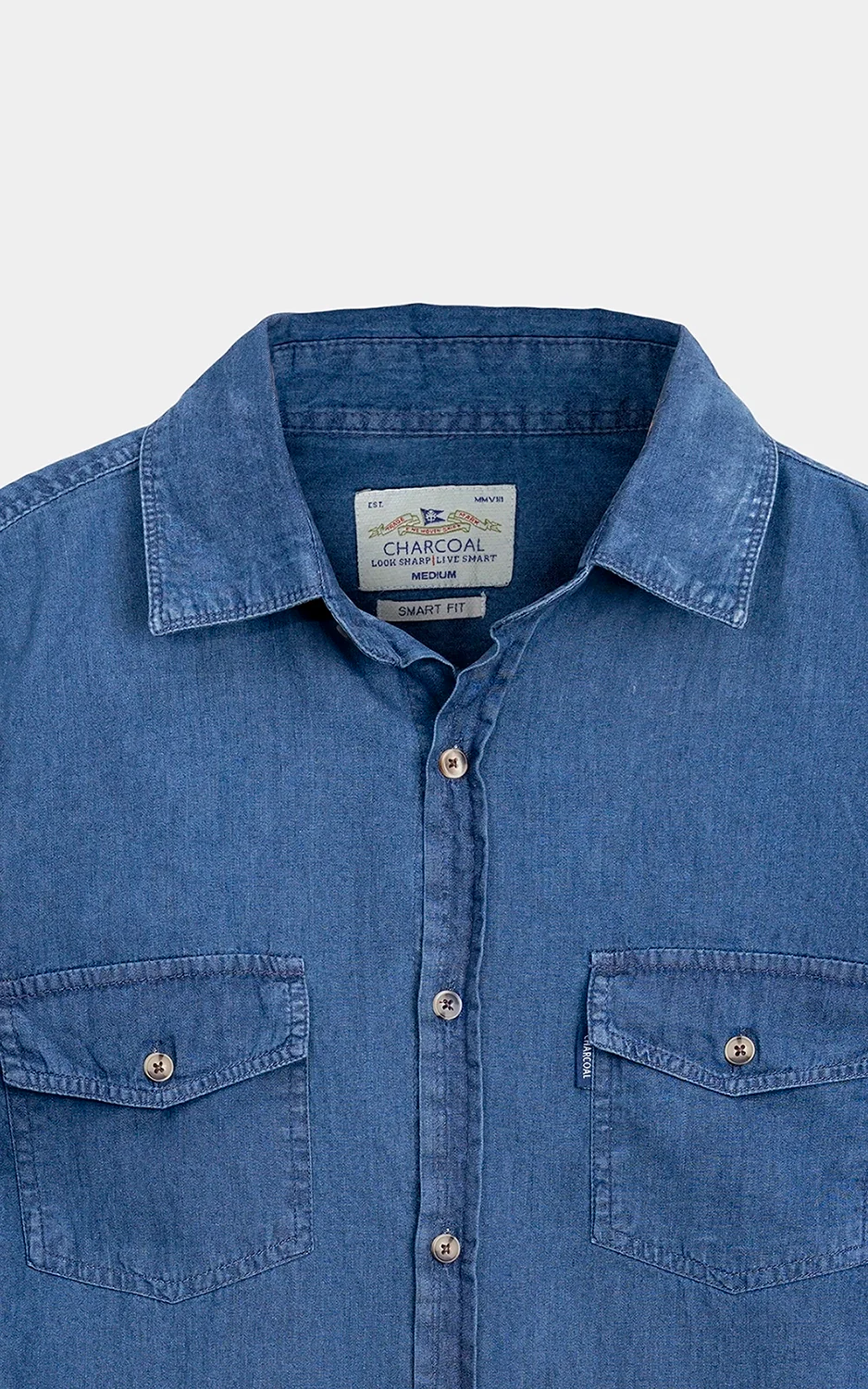 SMART FIT DENIM CASUAL SHIRT DARK BLUE - Image 7