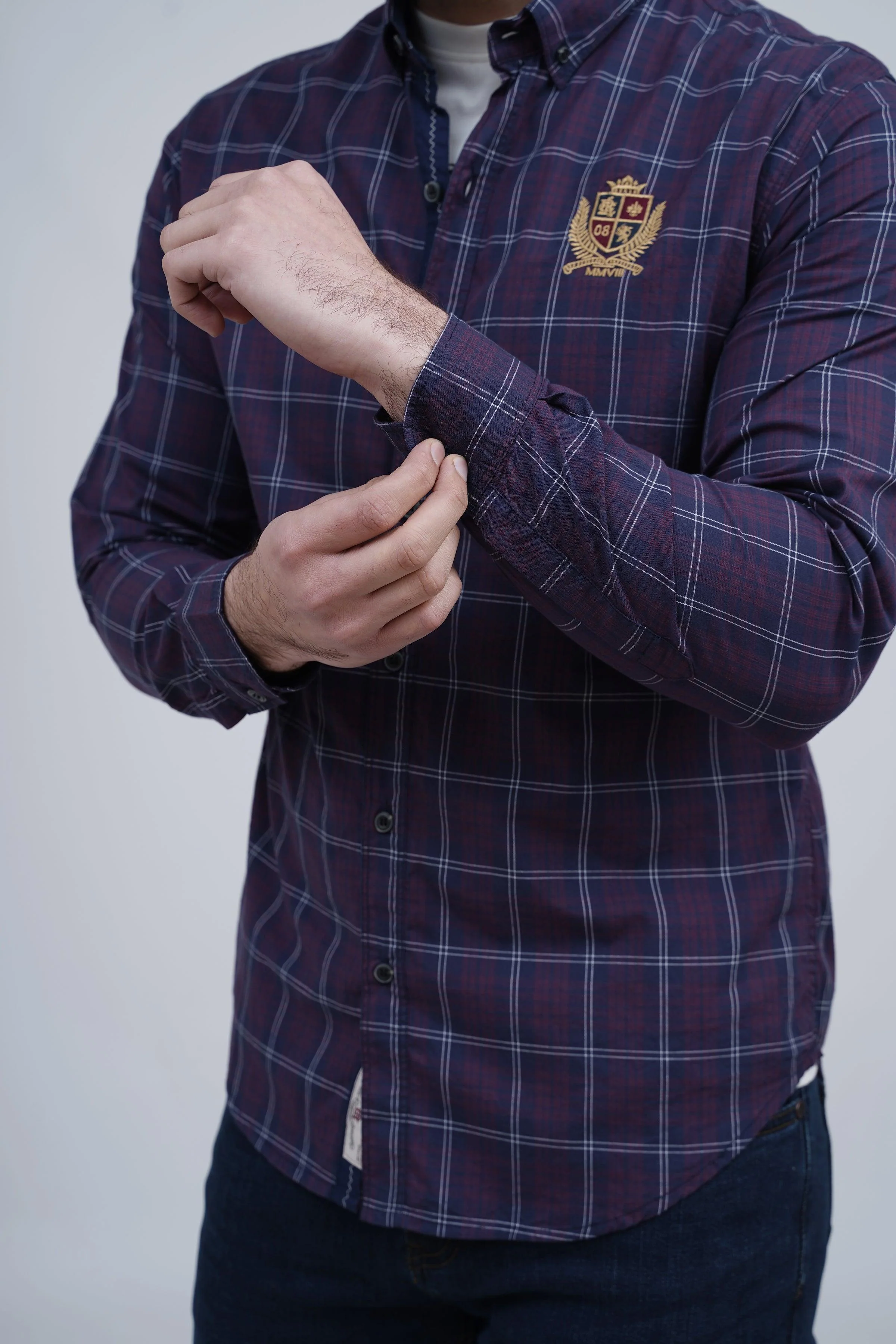 CASUAL SHIRT MAROON CHECK - Image 4