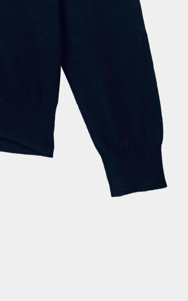 Full-Zip Mock Neck Sweater Navy - Image 3