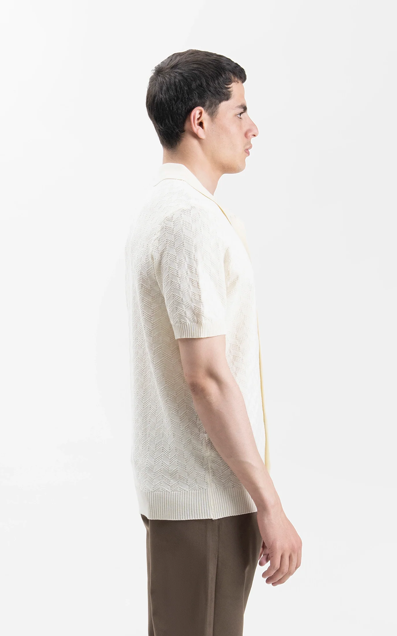 HALF SLEEVES SWEATER KNIT SHIRT OFF WHITE - Image 5
