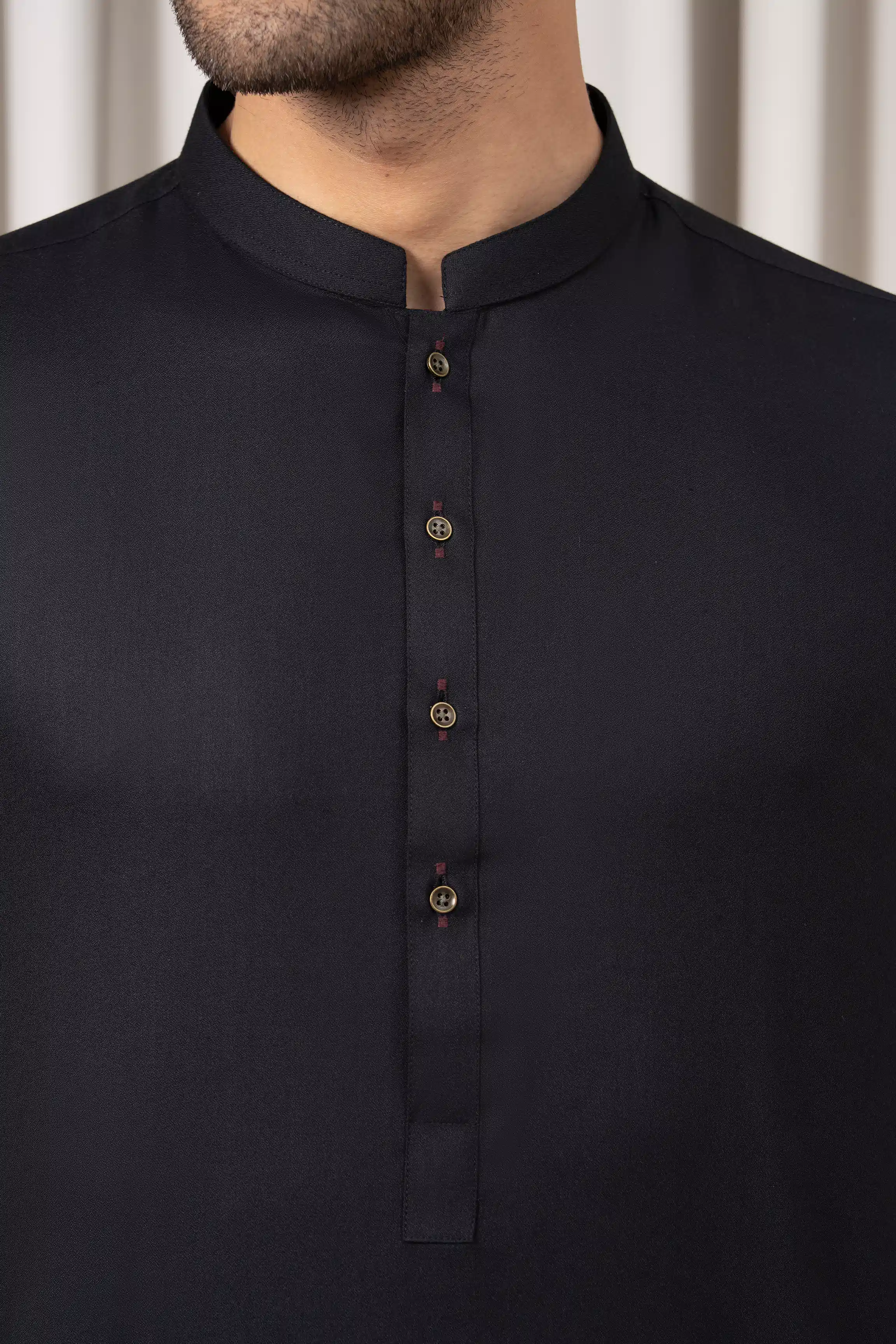 TEXTURED BLENDED KAMEEZ SHALWAR - SIGNATURE COLLECTION BLACK - Image 3
