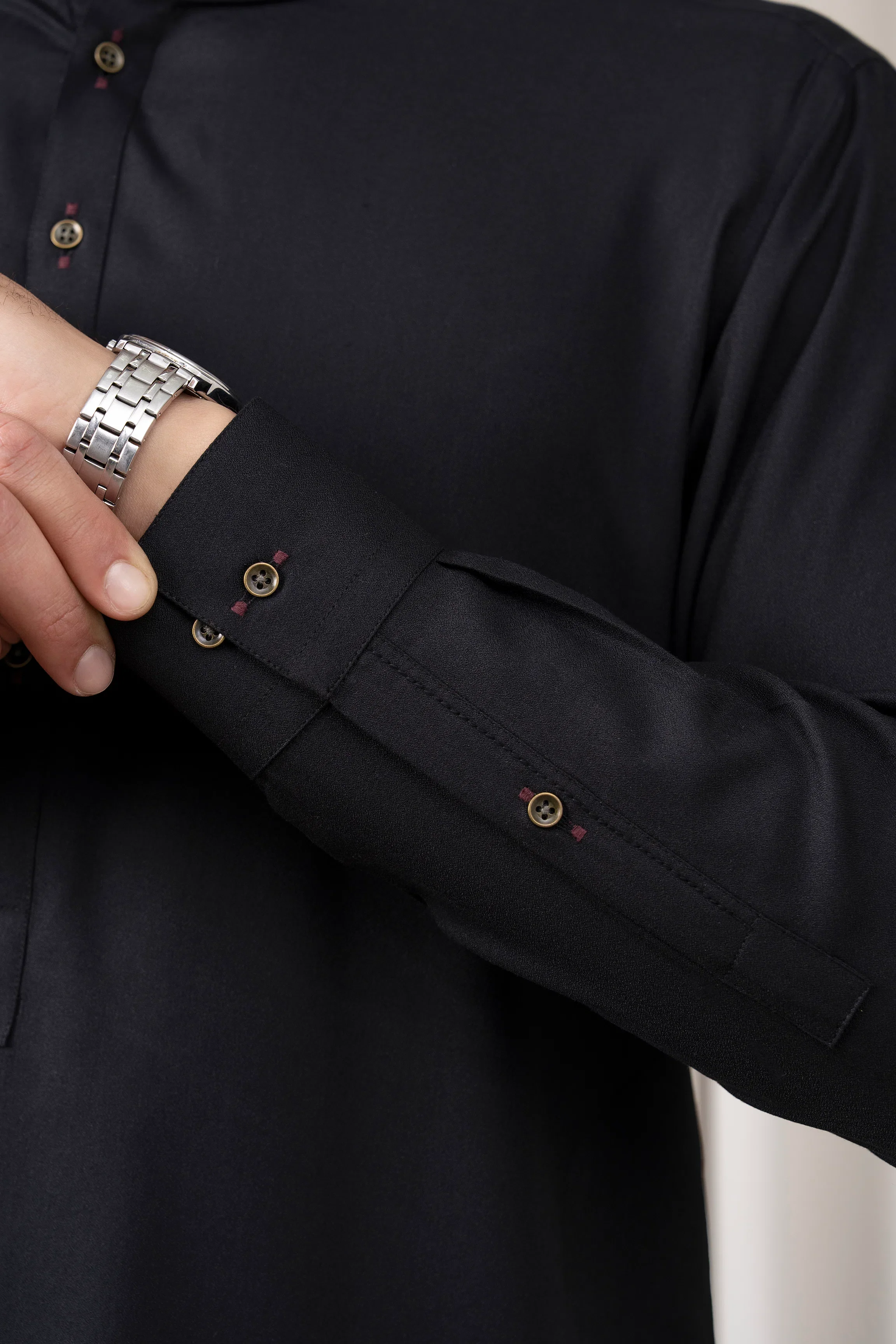 TEXTURED BLENDED KAMEEZ SHALWAR - SIGNATURE COLLECTION BLACK - Image 7