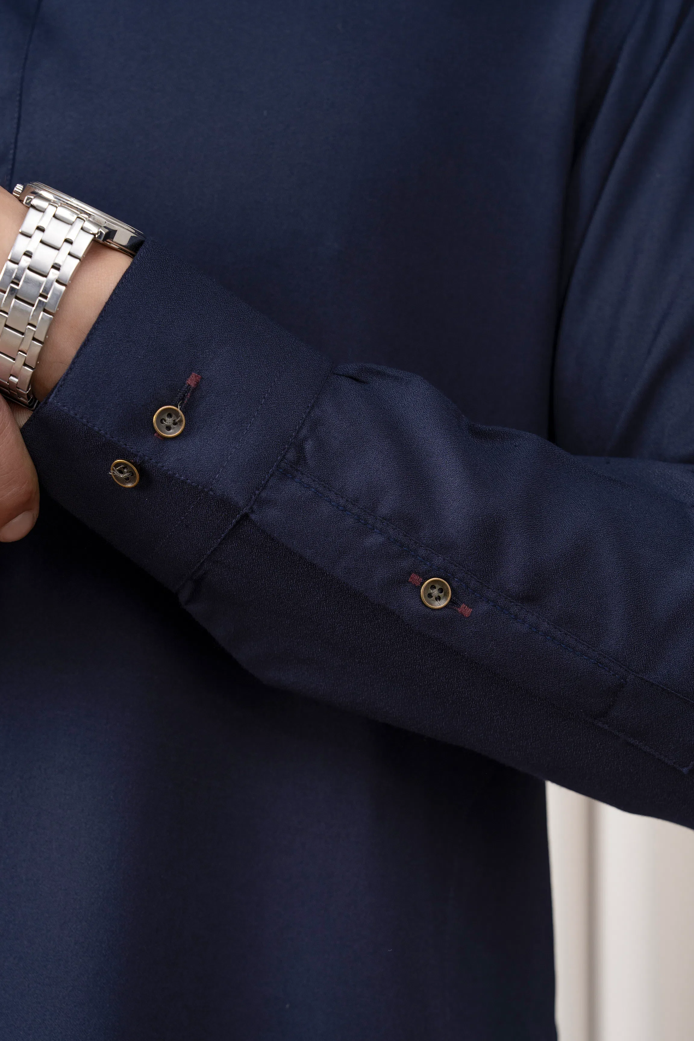 TEXTURED BLENDED KAMEEZ SHALWAR - SIGNATURE COLLECTION NAVY - Image 7